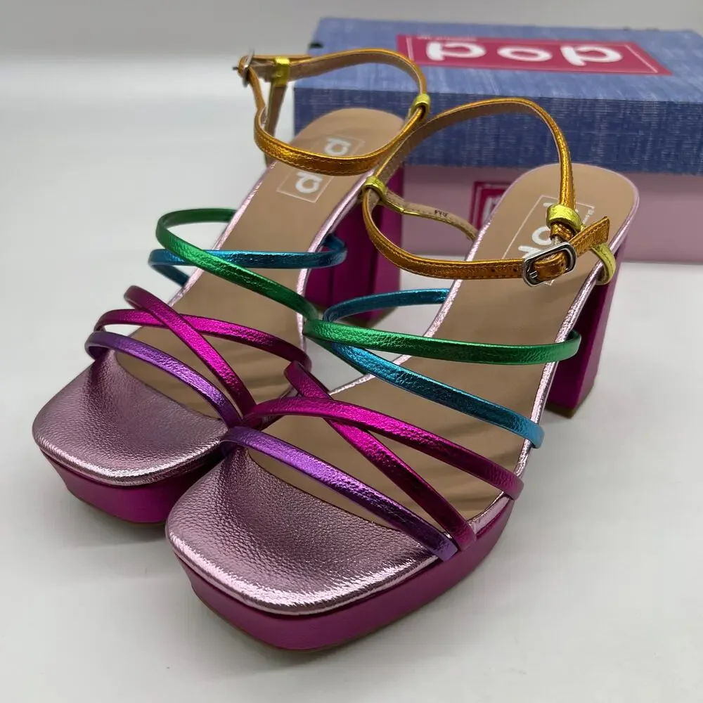 Pop Womens Kallie Heeled Sandals Pink Fuschia Multicolor Size 8M - Picture 8 of 9